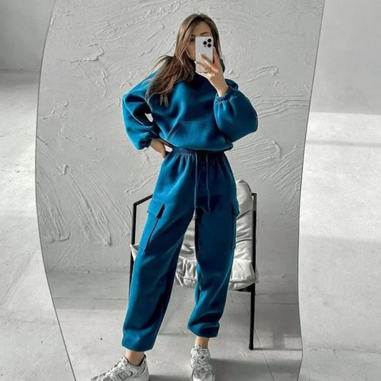 Imelda - Completo Due Pezzi Donna con Felpa e Pantaloni Cargo