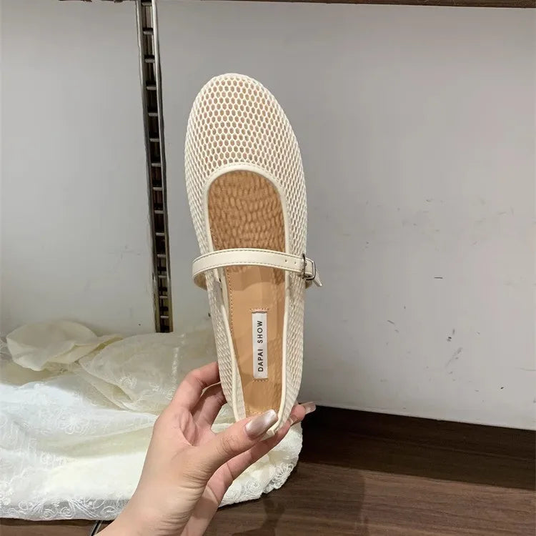 Merinda -  Mesh Mary Jane Ballet Flats