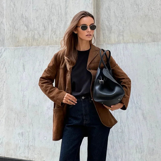 Flavia - Giacca Donna in Stile Scamosciato dal Taglio Ampio