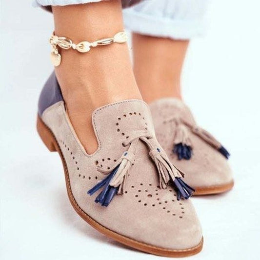 Jessica – Mocassini Grigi Classici con Nappe Donna
