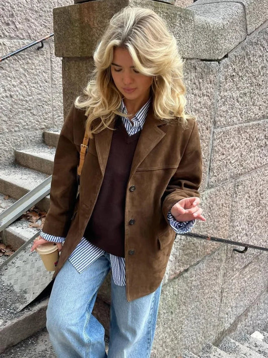 Valeria – Blazer Marrone Elegante Casual Donna