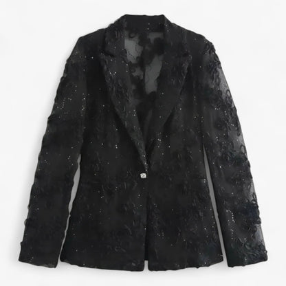 Ines - Completo da cerimonia con giacca ricamata e pantaloni a vita alta