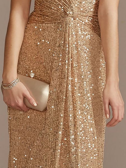 Matita – Abito con Paillettes Scollo a V Maniche Lunghe Elegante da Sera