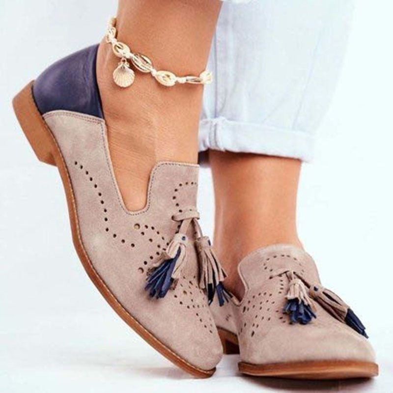 Jessica – Mocassini Grigi Classici con Nappe Donna