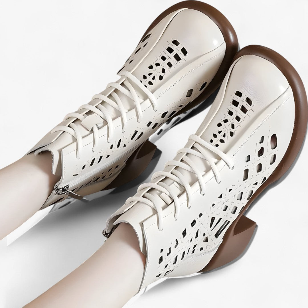 Havina - Stivaletti da donna con lacci cuciti a mano