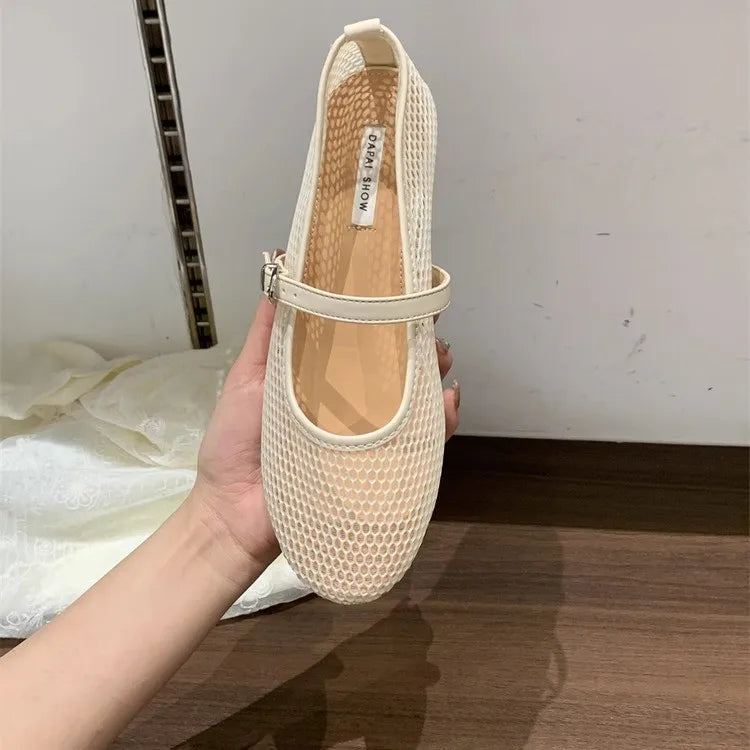 Merinda -  Mesh Mary Jane Ballet Flats