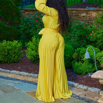 Meldisa – Jumpsuit Plus Size con Rouches e Scollo a V Casual Estiva