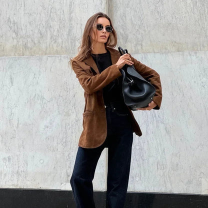 Flavia - Giacca Donna in Stile Scamosciato dal Taglio Ampio
