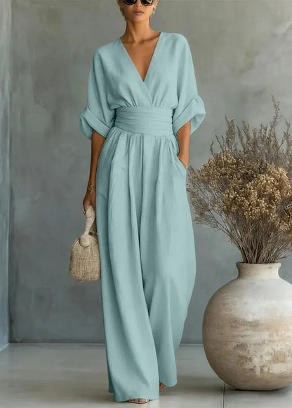 Clara - Tuta Donna Blu Boho Chic Elegante