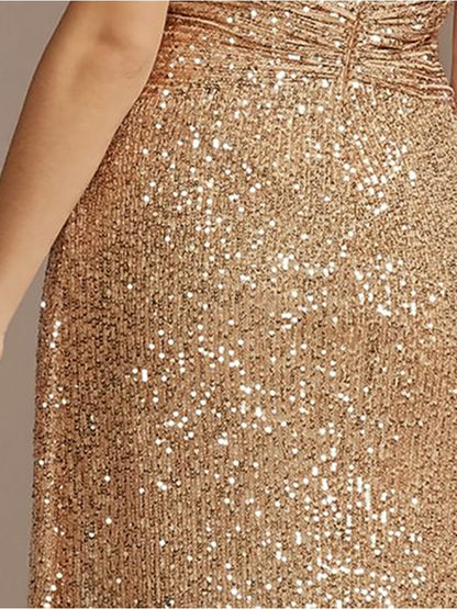 Matita – Abito con Paillettes Scollo a V Maniche Lunghe Elegante da Sera