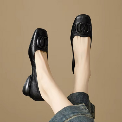 Nora - Ballerine Donna Punta Quadra con Fibbia