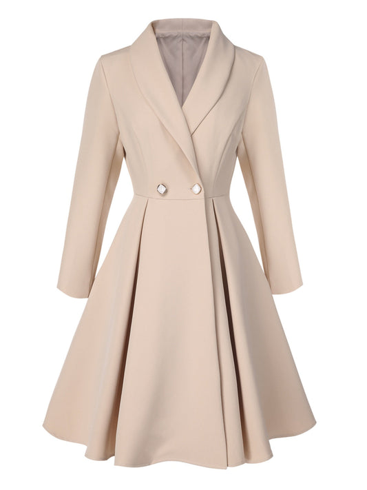 Ezia - Cappotto color crema con collo a scialle