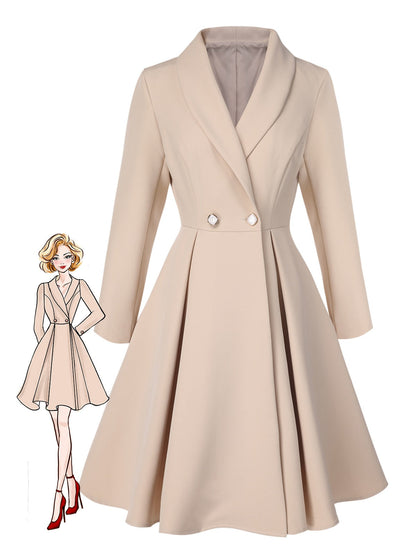 Ezia - Cappotto color crema con collo a scialle