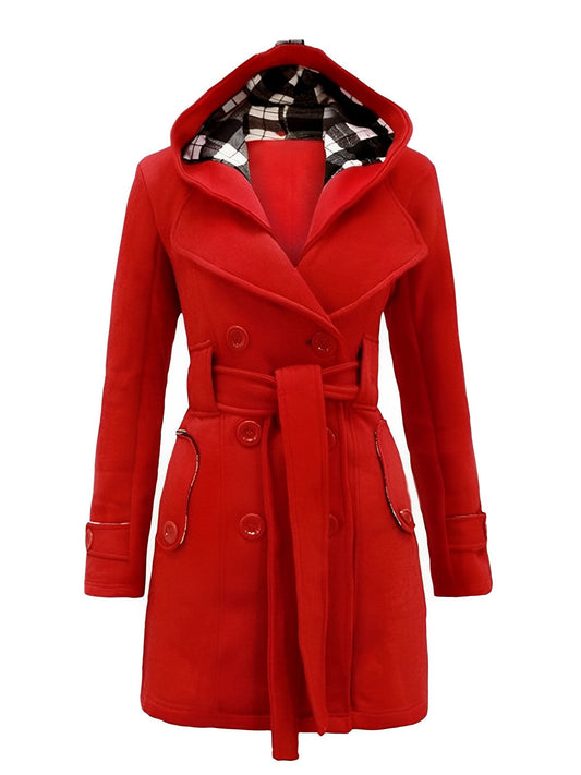 Elisabetta - Cappotto a quadri con cappuccio e cintura