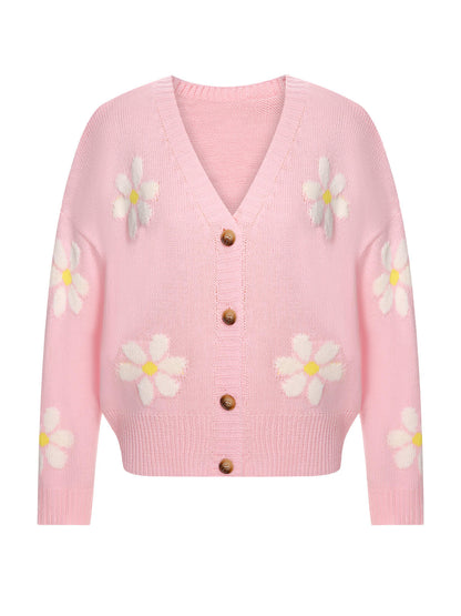 Eralda - Cardigan in maglia jacquard con fiori