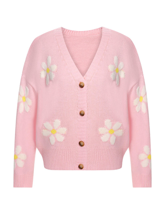 Eralda - Cardigan in maglia jacquard con fiori