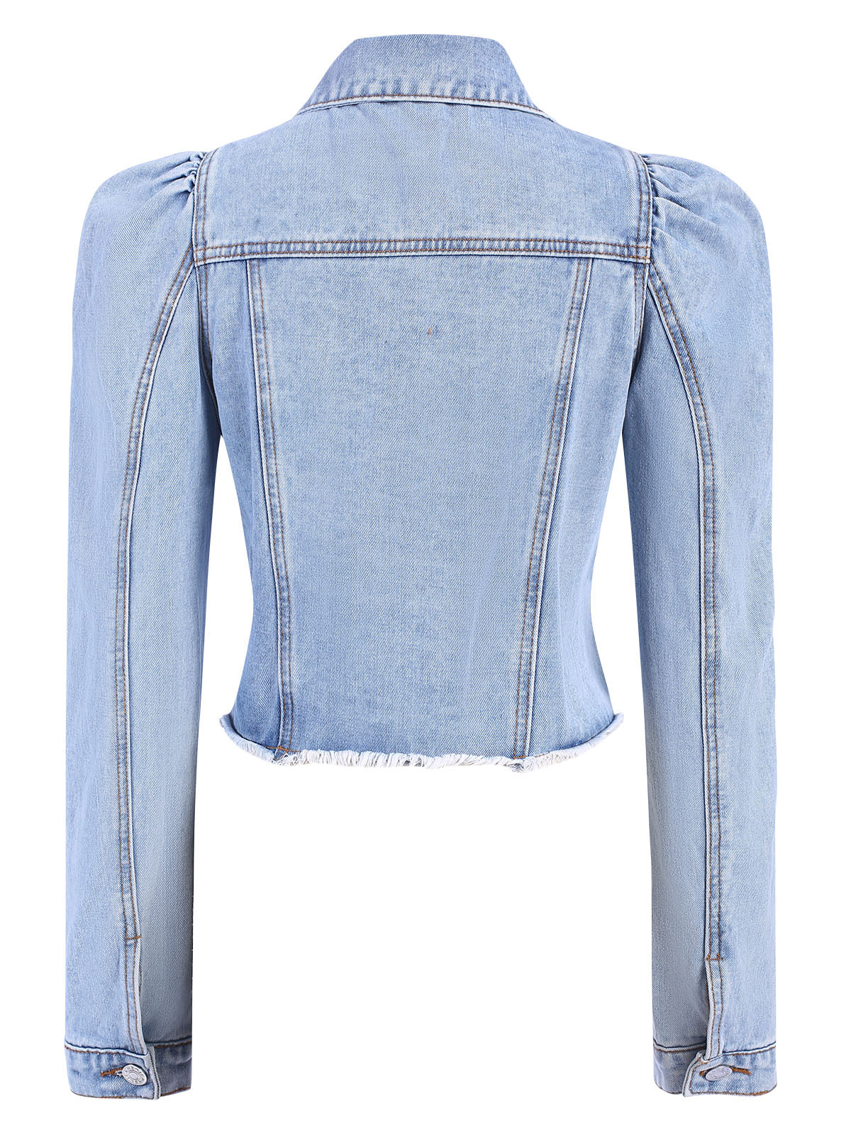 Elda - Cappotto in denim con maniche a sbuffo e bottoni