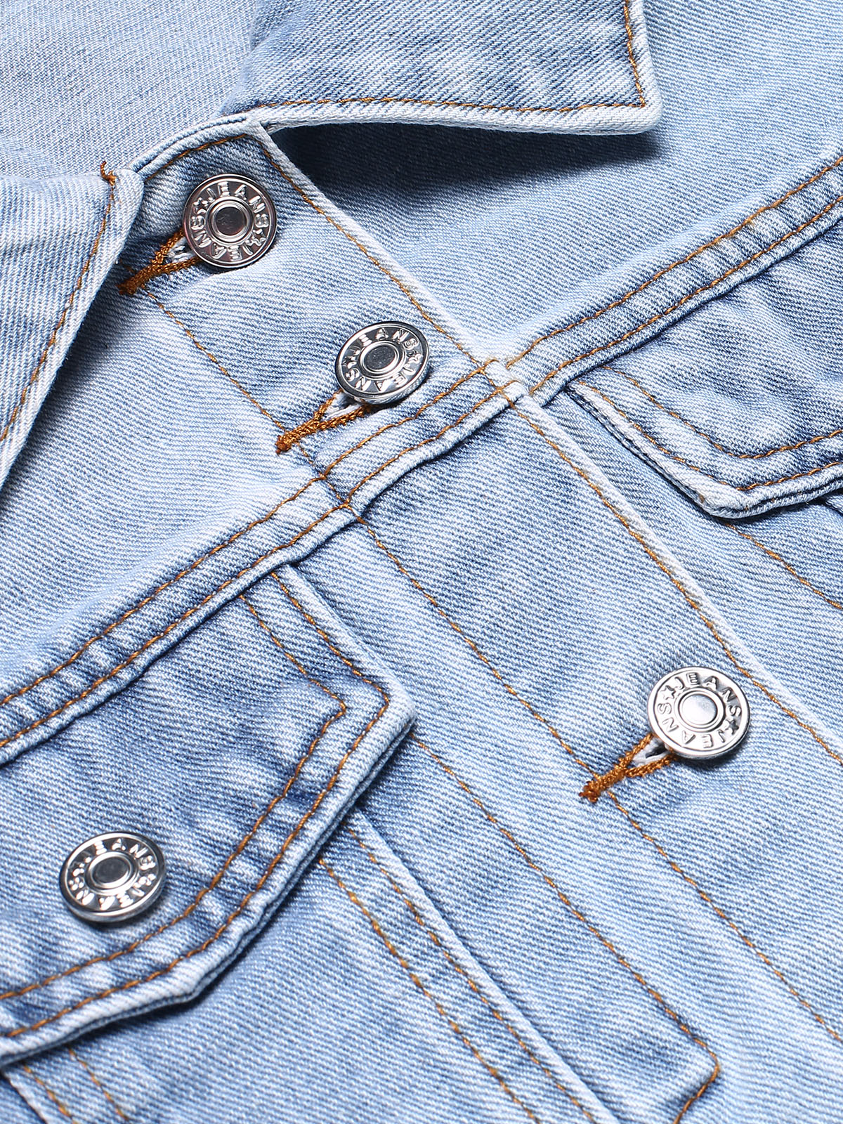 Elda - Cappotto in denim con maniche a sbuffo e bottoni