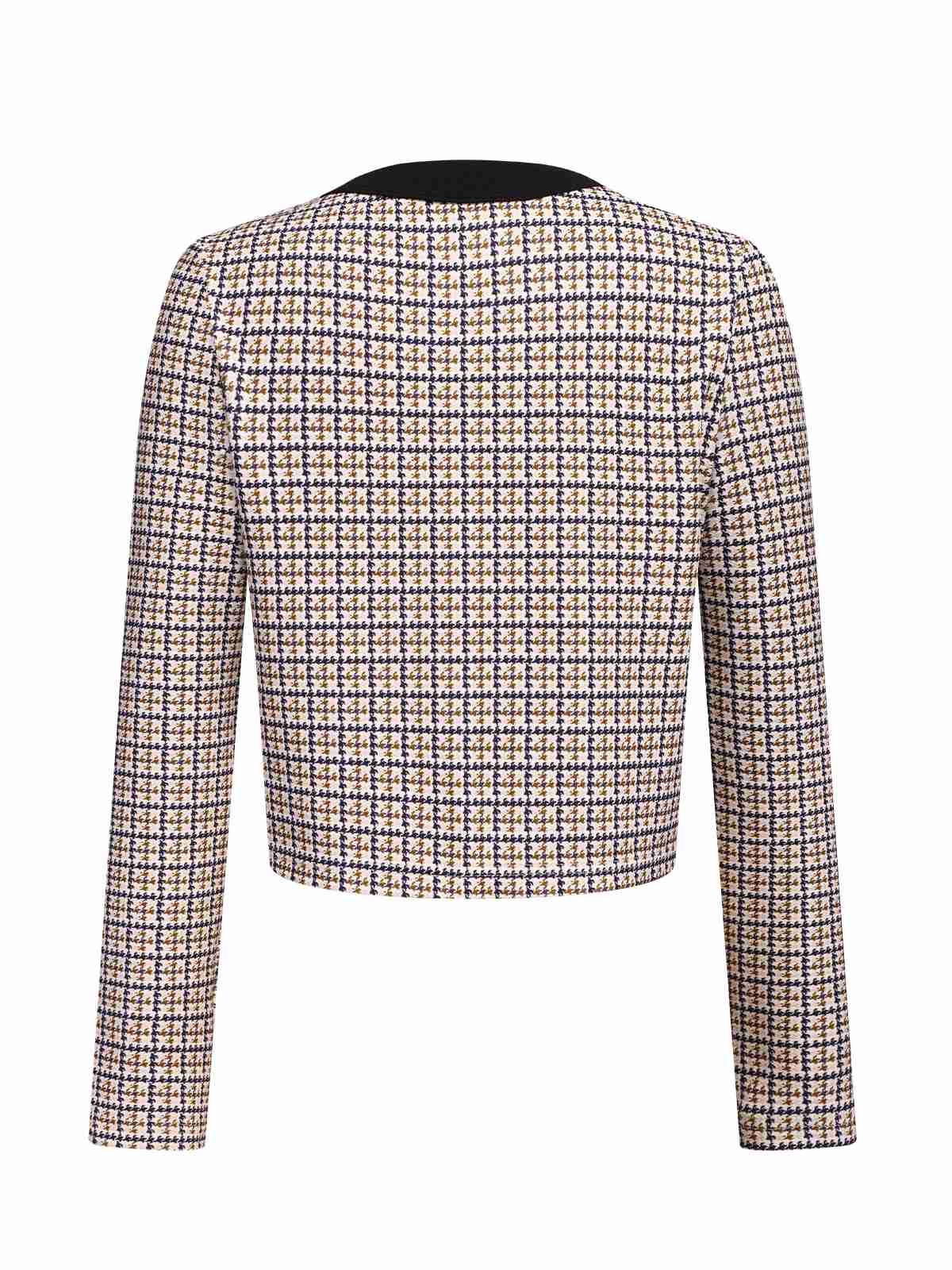 Eufemia - Cappotto corto beige in maglia patchwork