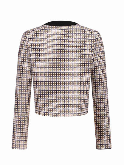Eufemia - Cappotto corto beige in maglia patchwork