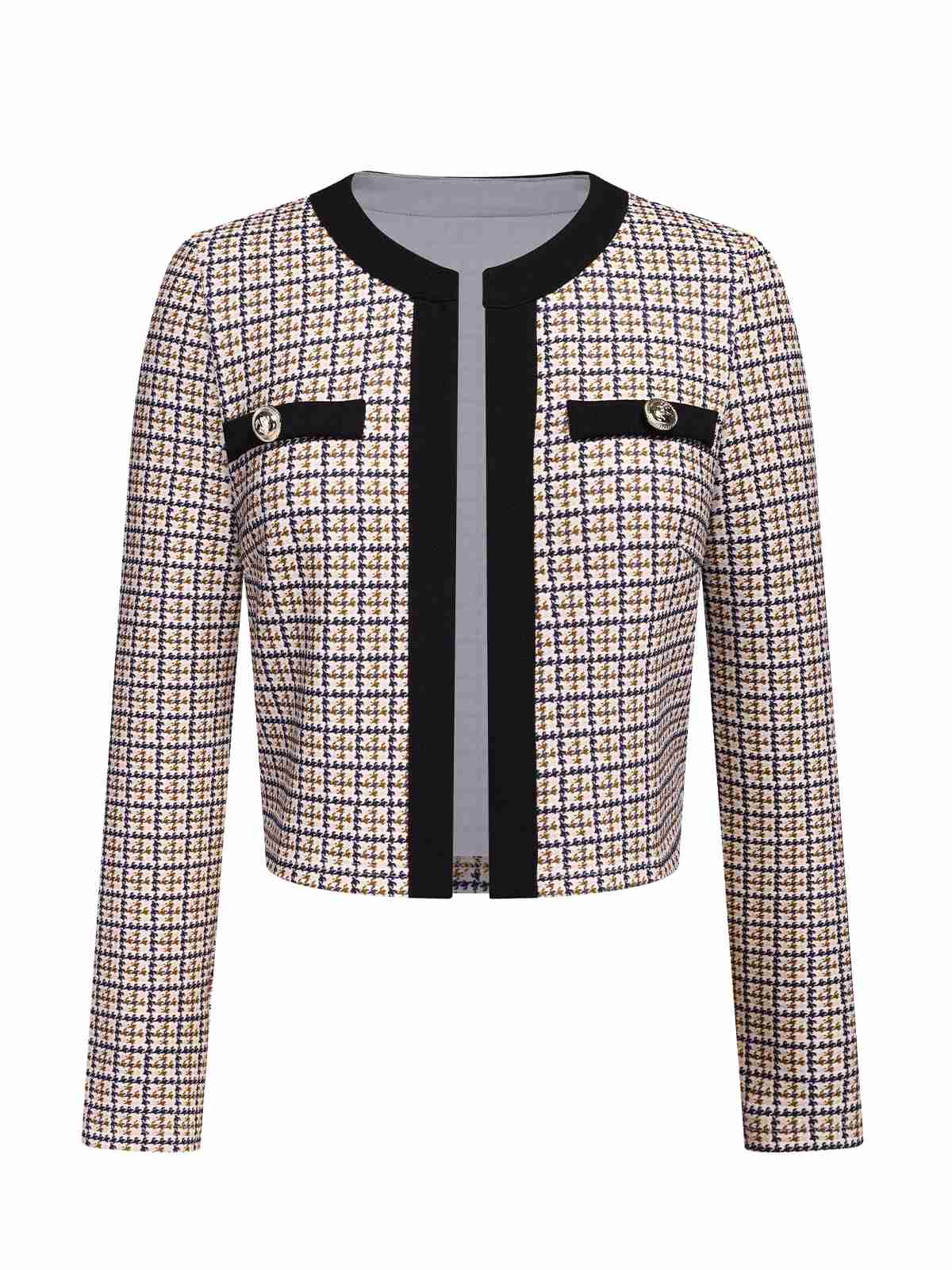 Eufemia - Cappotto corto beige in maglia patchwork