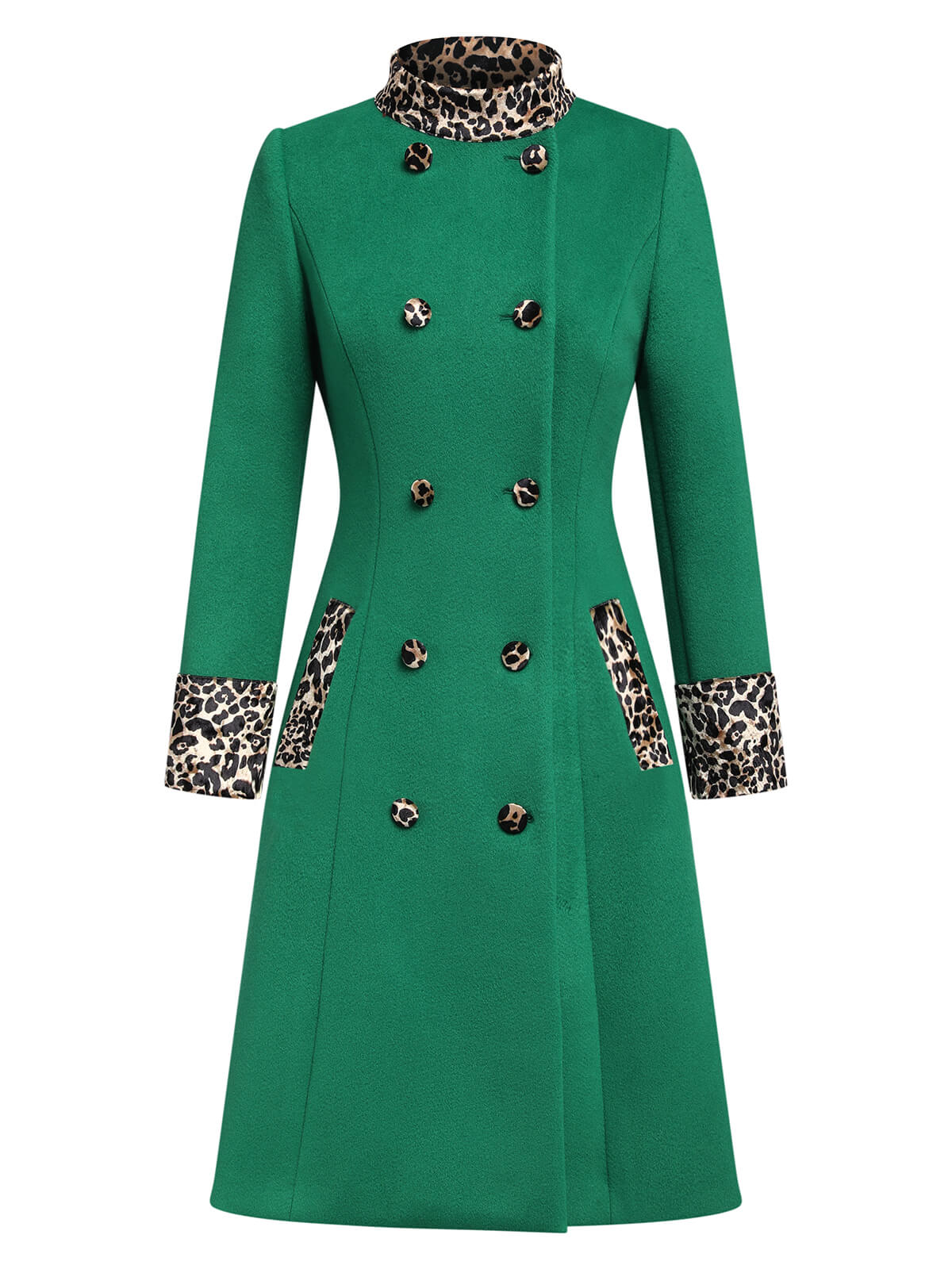 Fanny - Cappotto bordeaux con patchwork leopardato e bottoni