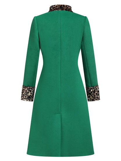 Fanny - Cappotto bordeaux con patchwork leopardato e bottoni