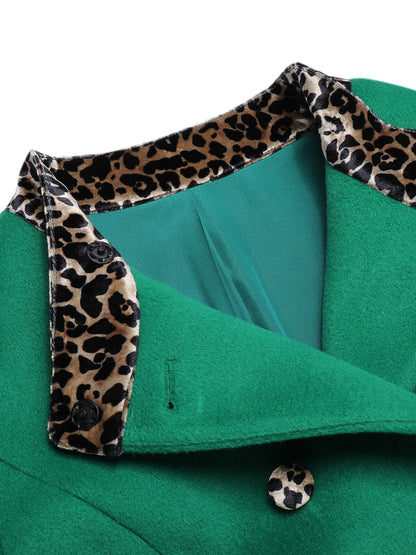 Fanny - Cappotto bordeaux con patchwork leopardato e bottoni
