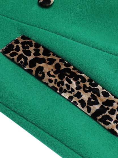 Fanny - Cappotto bordeaux con patchwork leopardato e bottoni