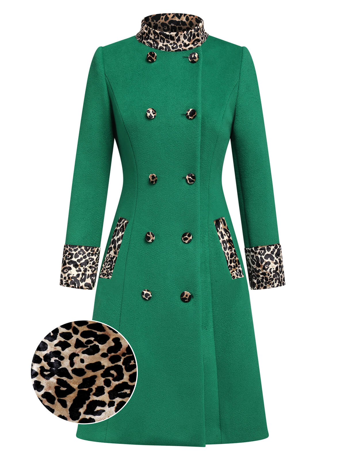 Fanny - Cappotto bordeaux con patchwork leopardato e bottoni