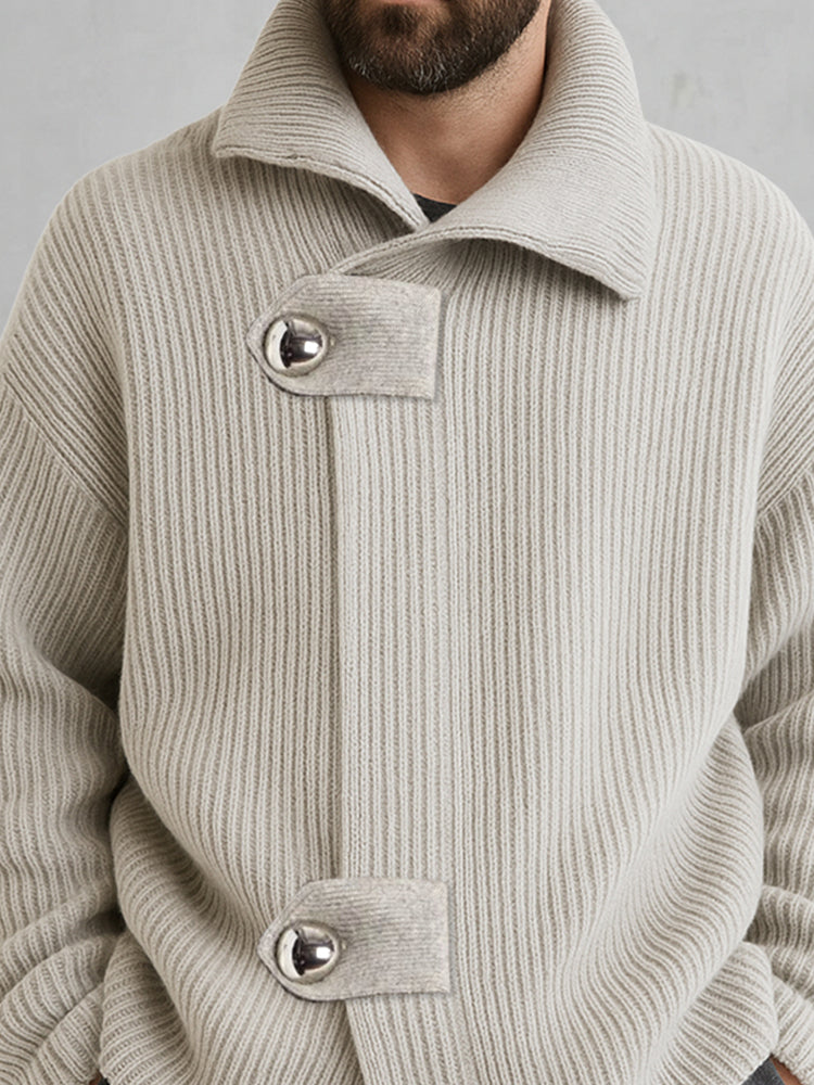 Hilarion - Cardigan Uomo Rilassato con Chiusura Scultorea