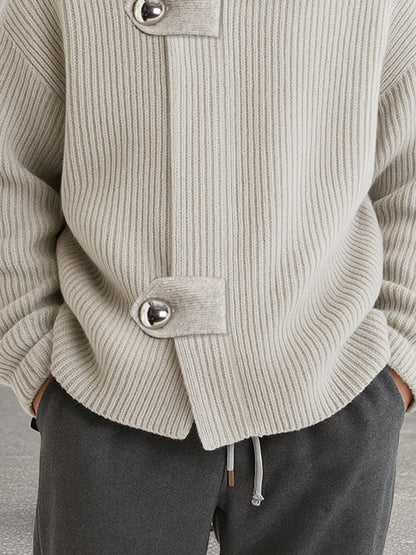 Hilarion - Cardigan Uomo Rilassato con Chiusura Scultorea