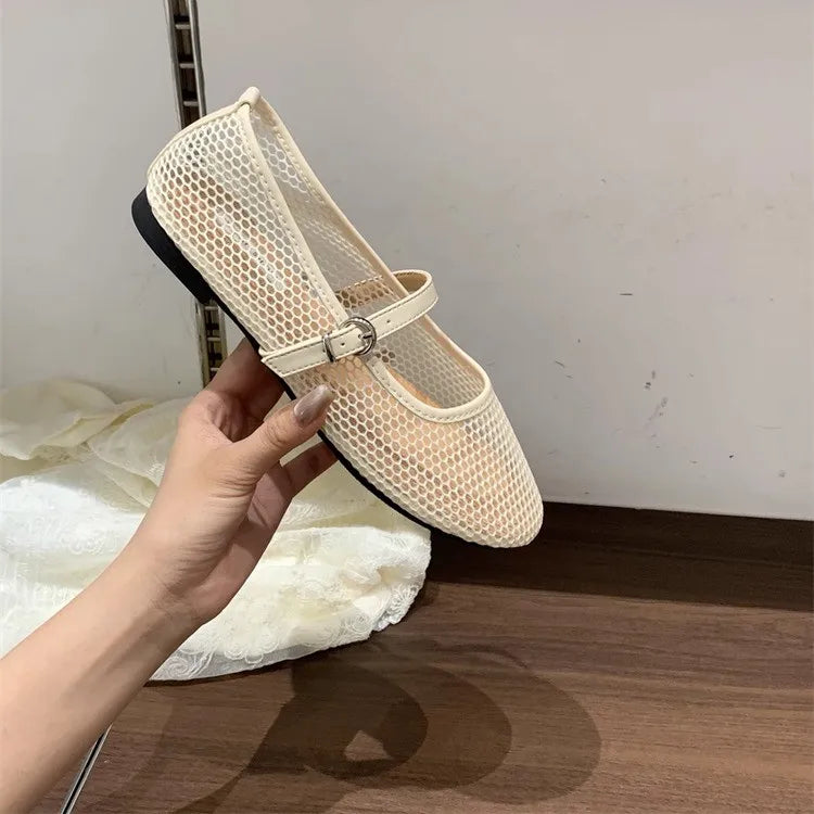 Merinda -  Mesh Mary Jane Ballet Flats