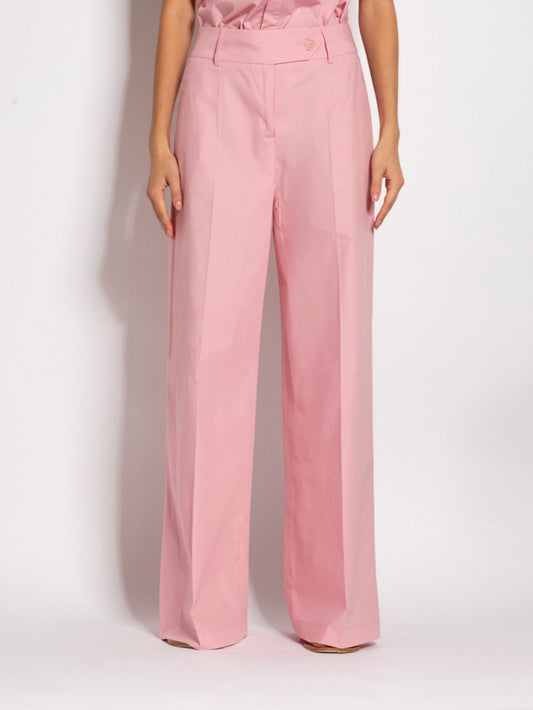 Sandra - Pantaloni dritti in cotone da donna Rosa