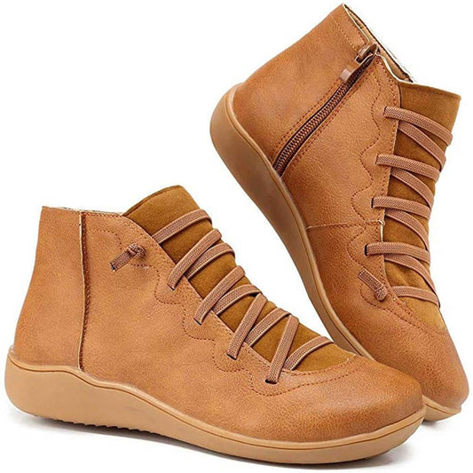 Savina - Stivali stringati vintage da donna Marrone