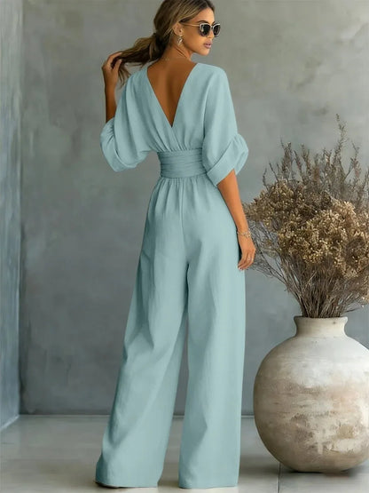Clara - Tuta Donna Blu Boho Chic Elegante