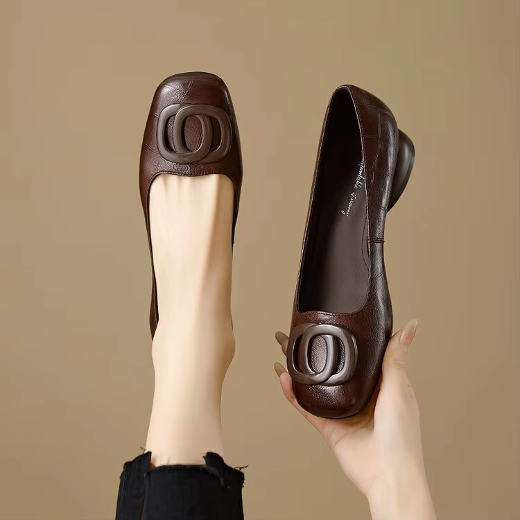 Nora - Ballerine Donna Punta Quadra con Fibbia