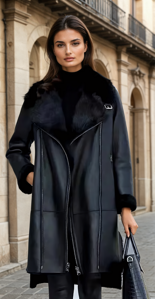 Eda - Giacca classica da donna in vera pelle