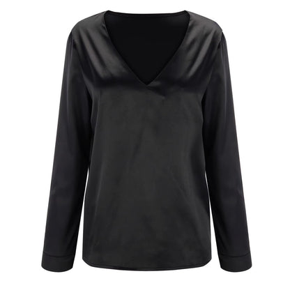 Mafalda – Camicia in Raso con Scollatura Profonda Elegante