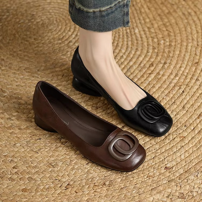 Nora - Ballerine Donna Punta Quadra con Fibbia