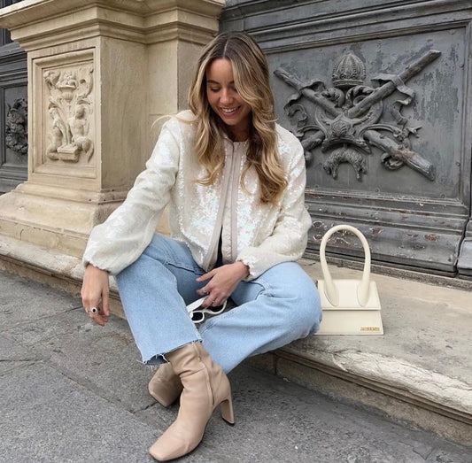Fabiana - Bomber Donna con Paillettes Elegante e alla Moda
