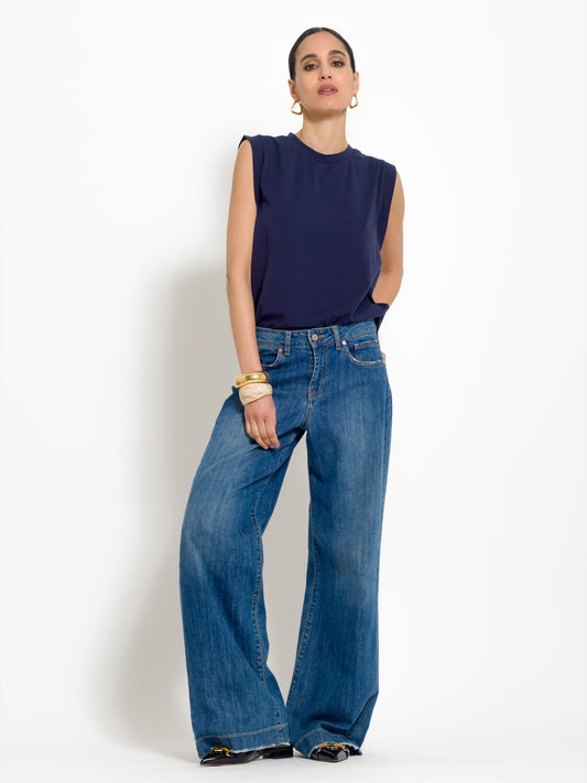 Sestilia - Jeans a palazzo in denim da donna Blu
