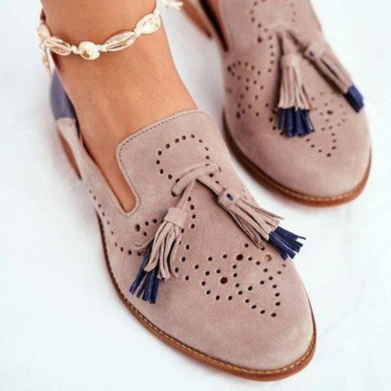Jessica – Mocassini Grigi Classici con Nappe Donna