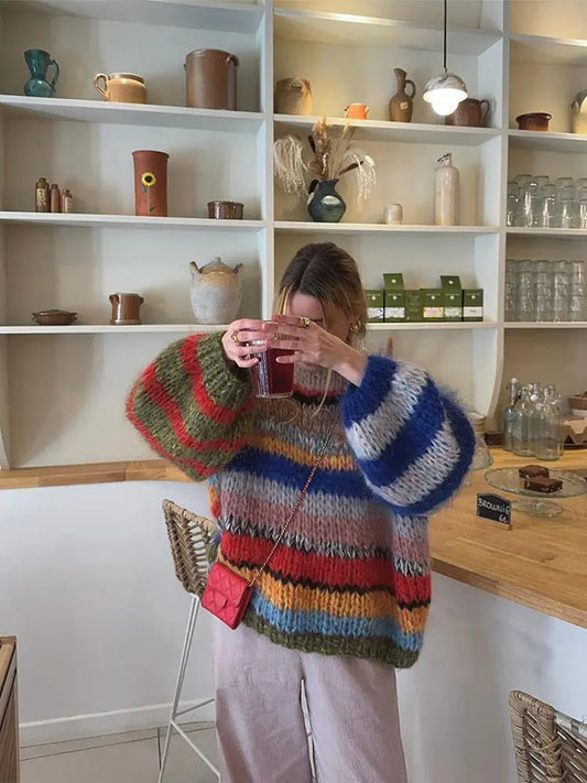 Monica - Maglione Donna Colorato a Maniche Lunghe