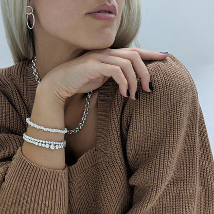 Fiorella – Orecchini Pendenti Cerchi Intrecciati Argento Sterling Doppio Hoop