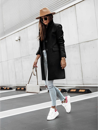 Chiara – Cappotto Donna Elegante Lungo a Due Bottoni