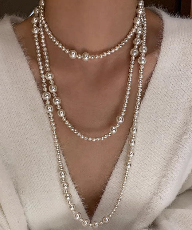 Leonarda - Collana Perle Bianche Graduate Semplice Donna
