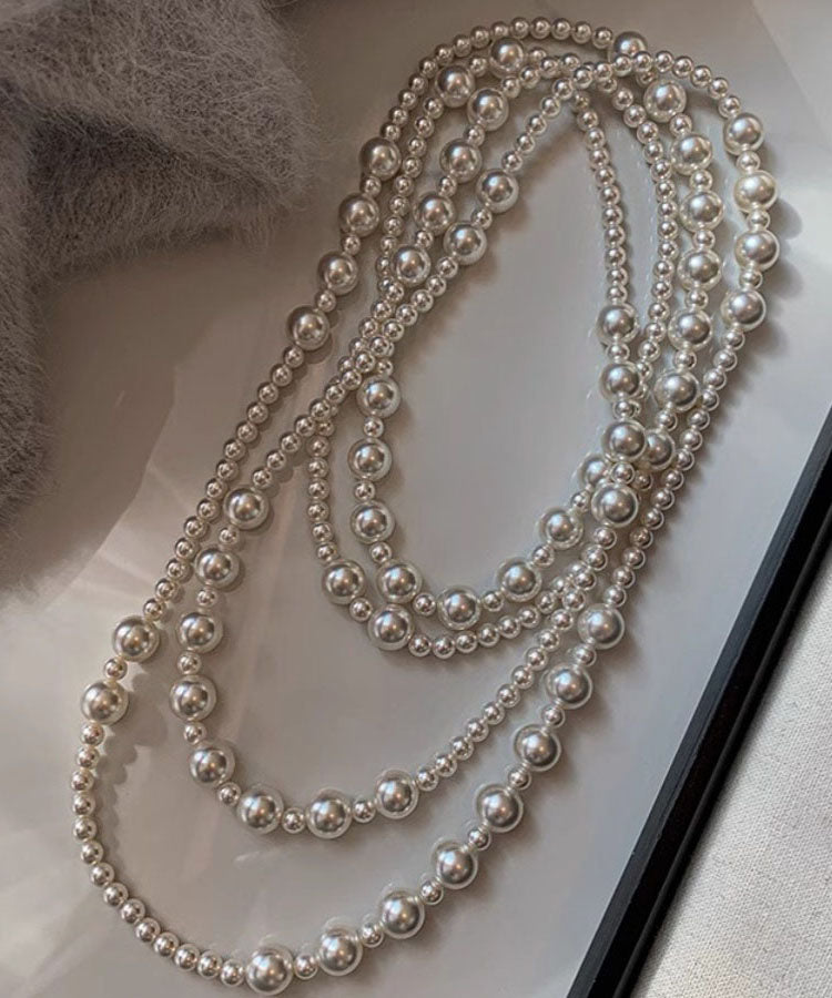Leonarda - Collana Perle Bianche Graduate Semplice Donna