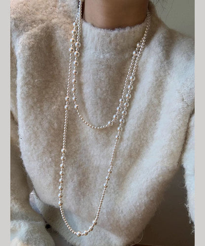 Leonarda - Collana Perle Bianche Graduate Semplice Donna