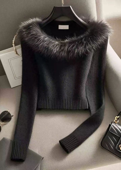 Isaura - Maglione Donna Nero Slim Fit Invernale